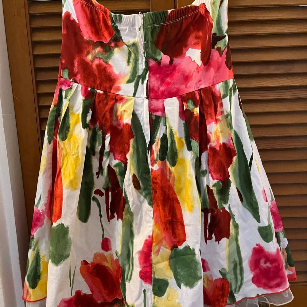 SPEECHLESS Strapless Dress Multicolor watercolor Floral Print Size 13 - Picture 3 of 10
